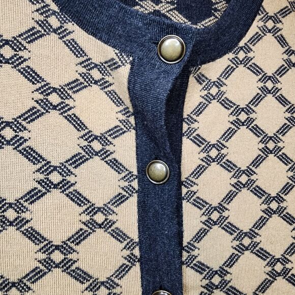 Pendleton Button Cardigan Sweater Soft Merino Wool Brown Black Button Medium - Picture 3 of 11